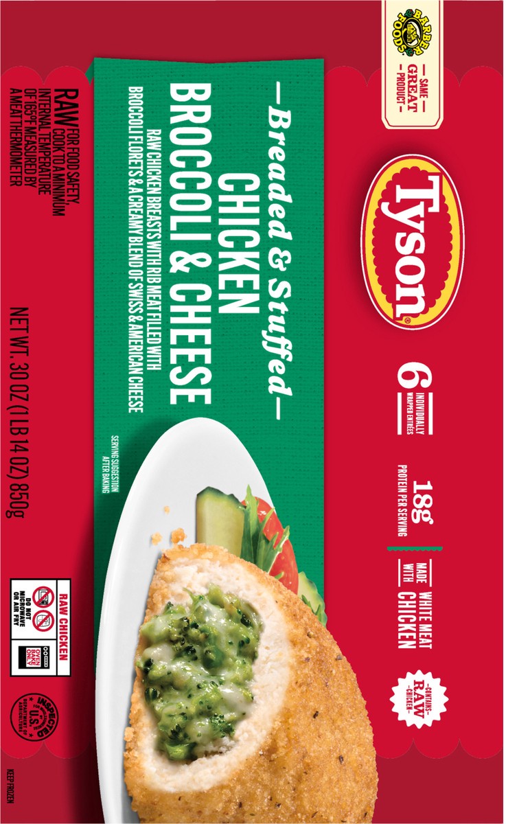slide 13 of 16, Tyson Frozen Stuffed Chicken Breasts Broccoli Cheese, 6 Count, 6 ct