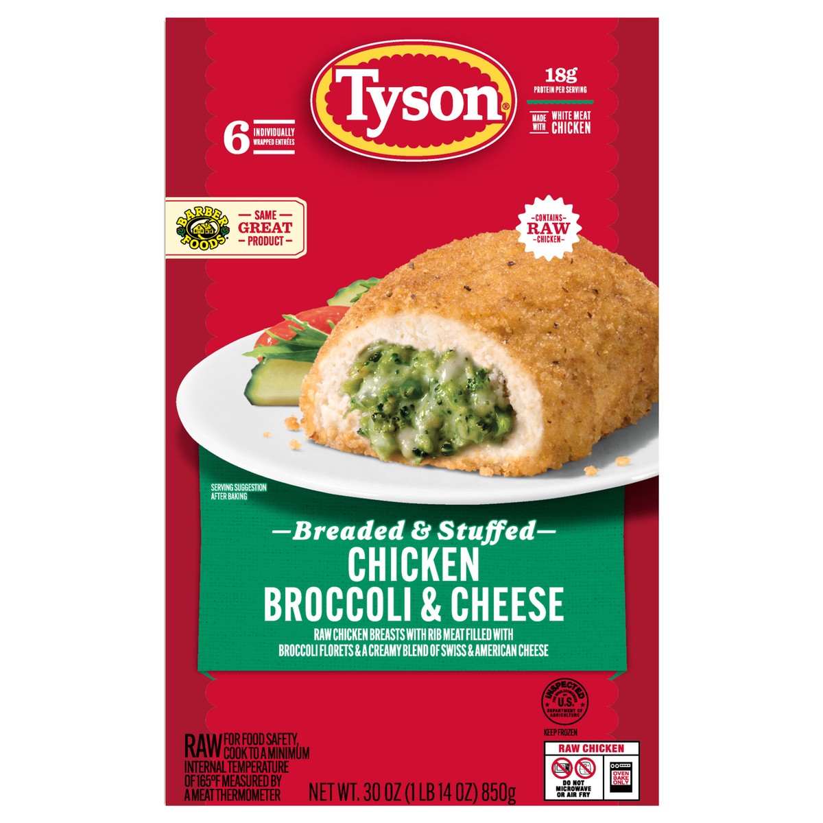 slide 7 of 16, Tyson Frozen Stuffed Chicken Breasts Broccoli Cheese, 6 Count, 6 ct