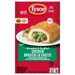 Tyson Frozen Stuffed Chicken Breasts Broccoli Cheese, 6 Count