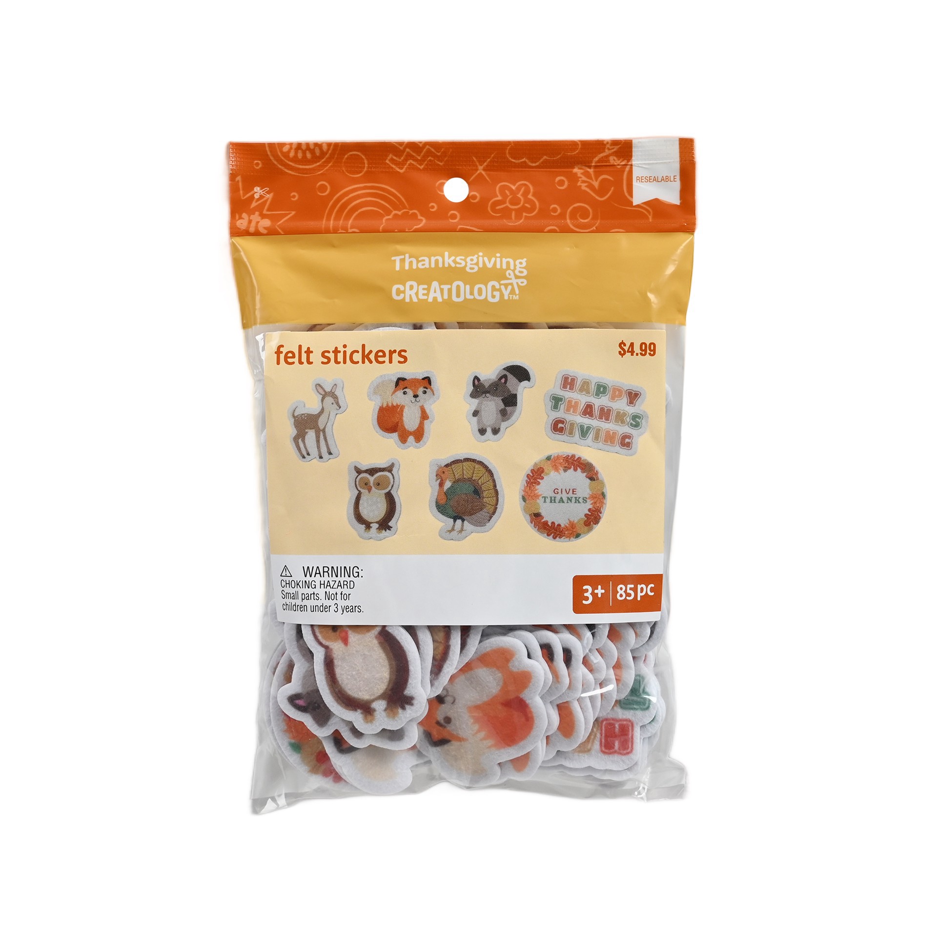 slide 2 of 3, Thanksgiving Character Felt Stickers, 85ct. By Creatology, 85 ct