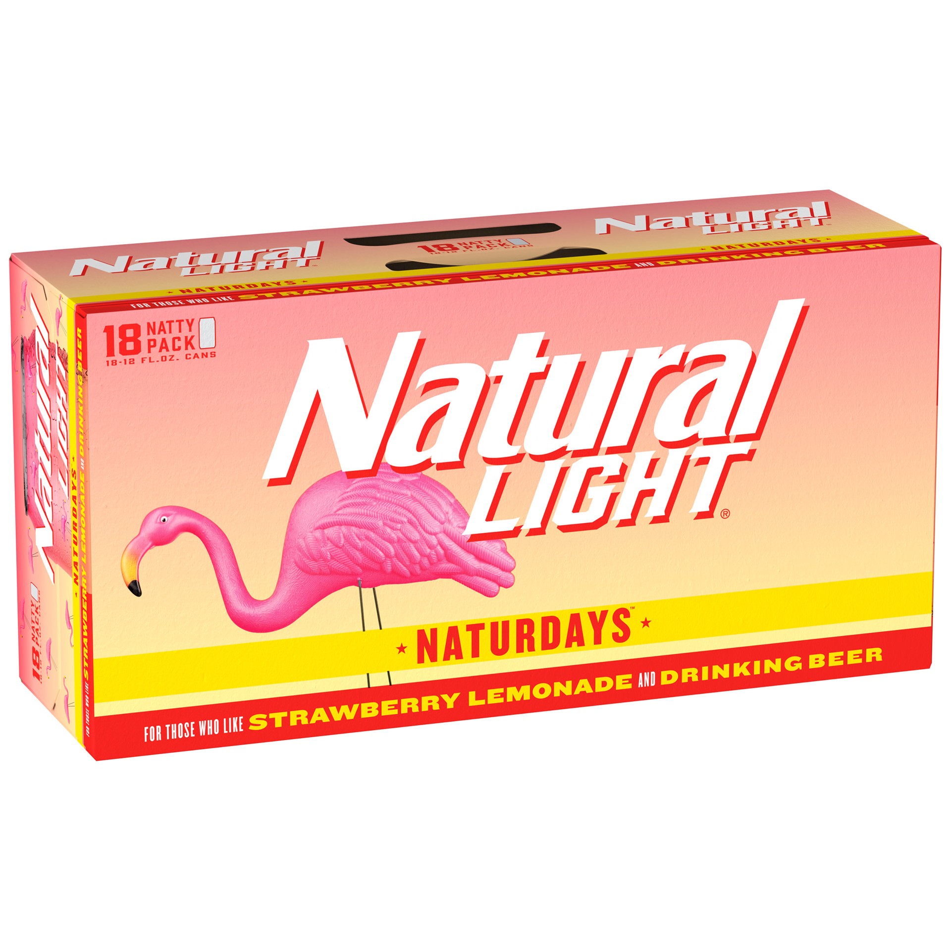 slide 1 of 1, Natural Light Naturdays Strawberry Lemonade Beer, 18 Pack 12 FL OZ Cans, 18 ct; 12 fl oz