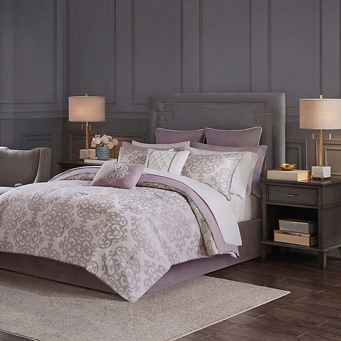 slide 1 of 14, Madison Park Madeline Reversible Queen Comforter Set - Purple, 1 ct