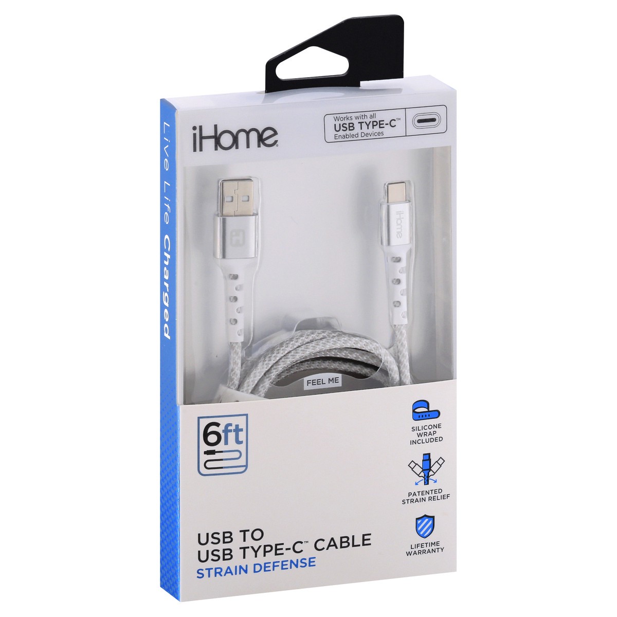 slide 2 of 9, iHome USB to USB Type-C 6 Feet Strain Defense Cable 1 ea, 1 ct