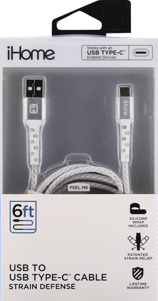 slide 1 of 9, iHome USB to USB Type-C 6 Feet Strain Defense Cable 1 ea, 1 ct