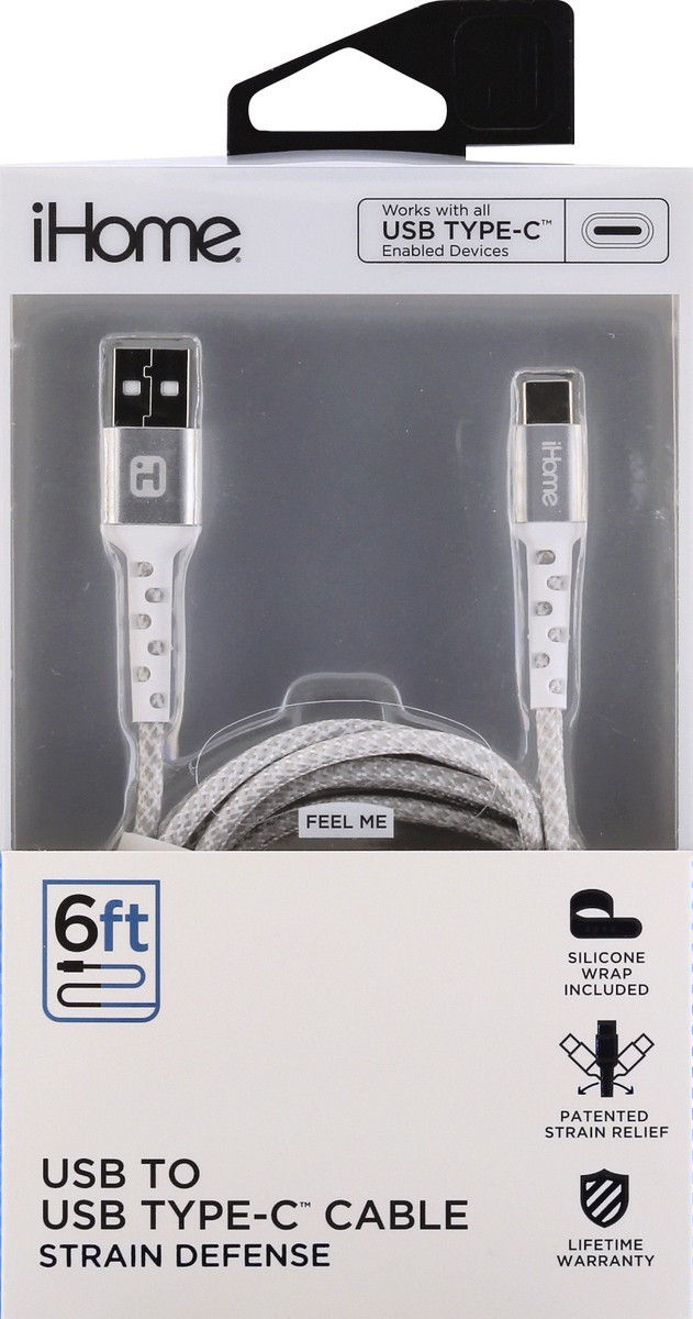 slide 6 of 9, iHome USB to USB Type-C 6 Feet Strain Defense Cable 1 ea, 1 ct