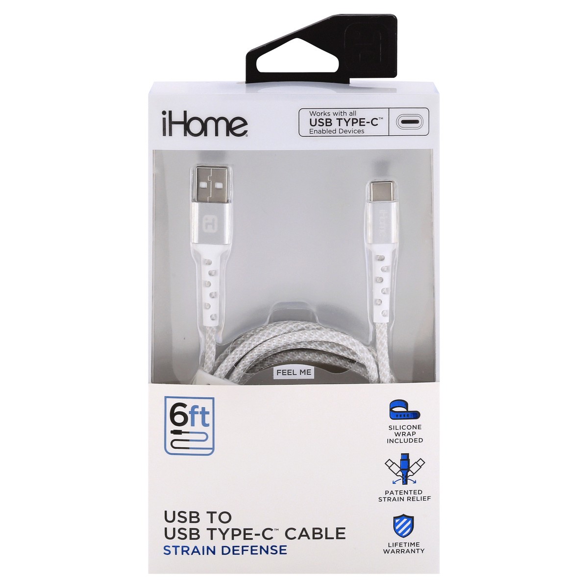 slide 1 of 9, iHome USB to USB Type-C 6 Feet Strain Defense Cable 1 ea, 1 ct