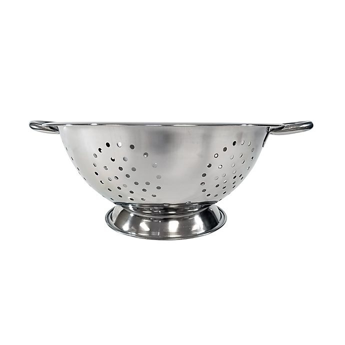 slide 1 of 1, Simply Essential Stainless Steel Footed Colander, 5 qt