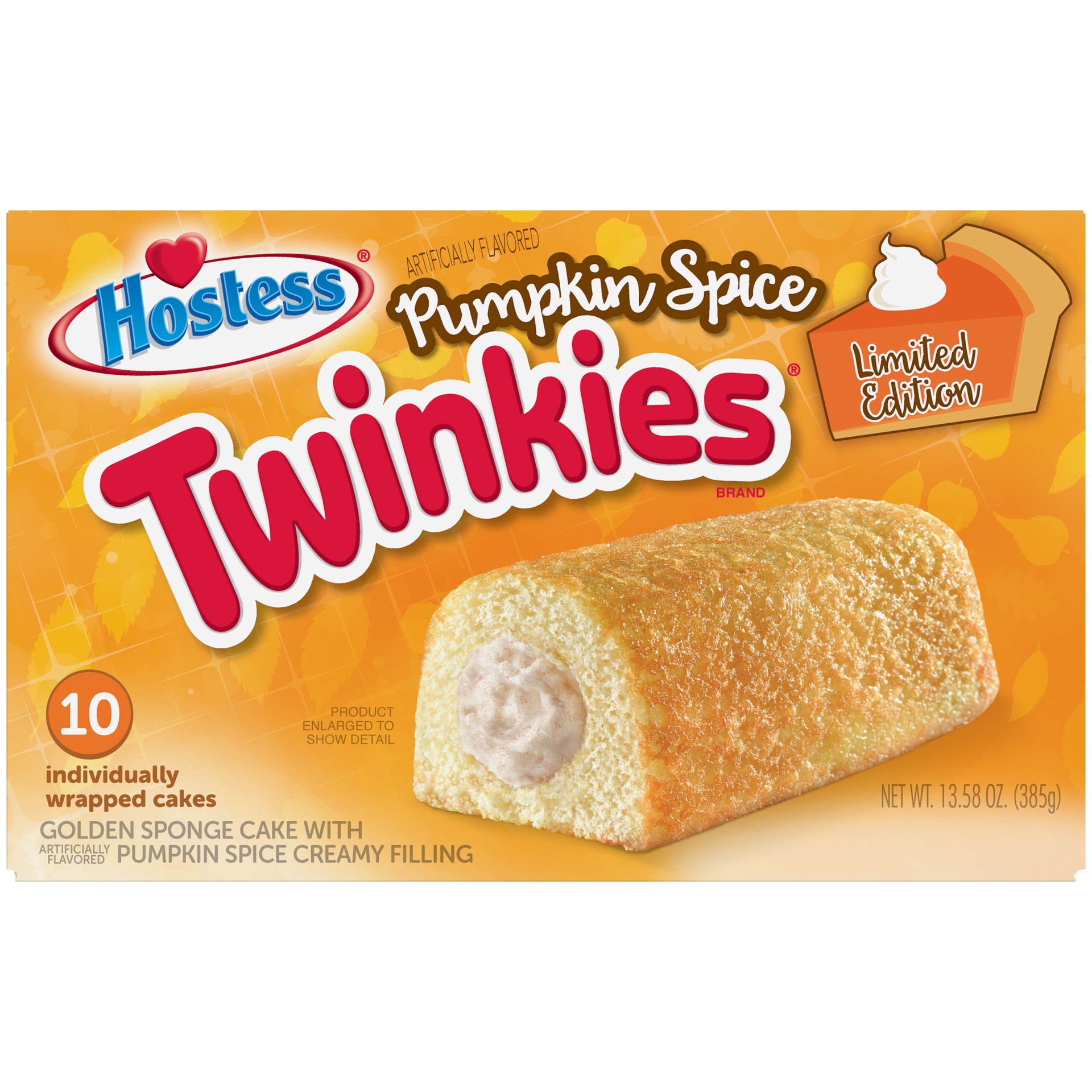 slide 1 of 5, HOSTESS Pumpkin Spice Flavored TWINKIES, 10 Count, 13.58 oz, 10 ct; 13.58 oz