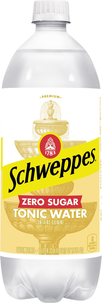 slide 4 of 7, Schweppes Zero Sugar Tonic Water, 1 L bottle, 1 liter