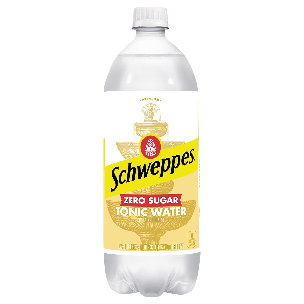 slide 1 of 7, Schweppes Zero Sugar Tonic Water, 1 L bottle, 1 liter