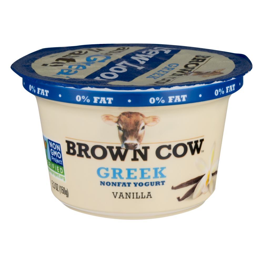 slide 1 of 1, Brown Cow Vanilla Greek Nonfat Yogurt, 5.3 oz