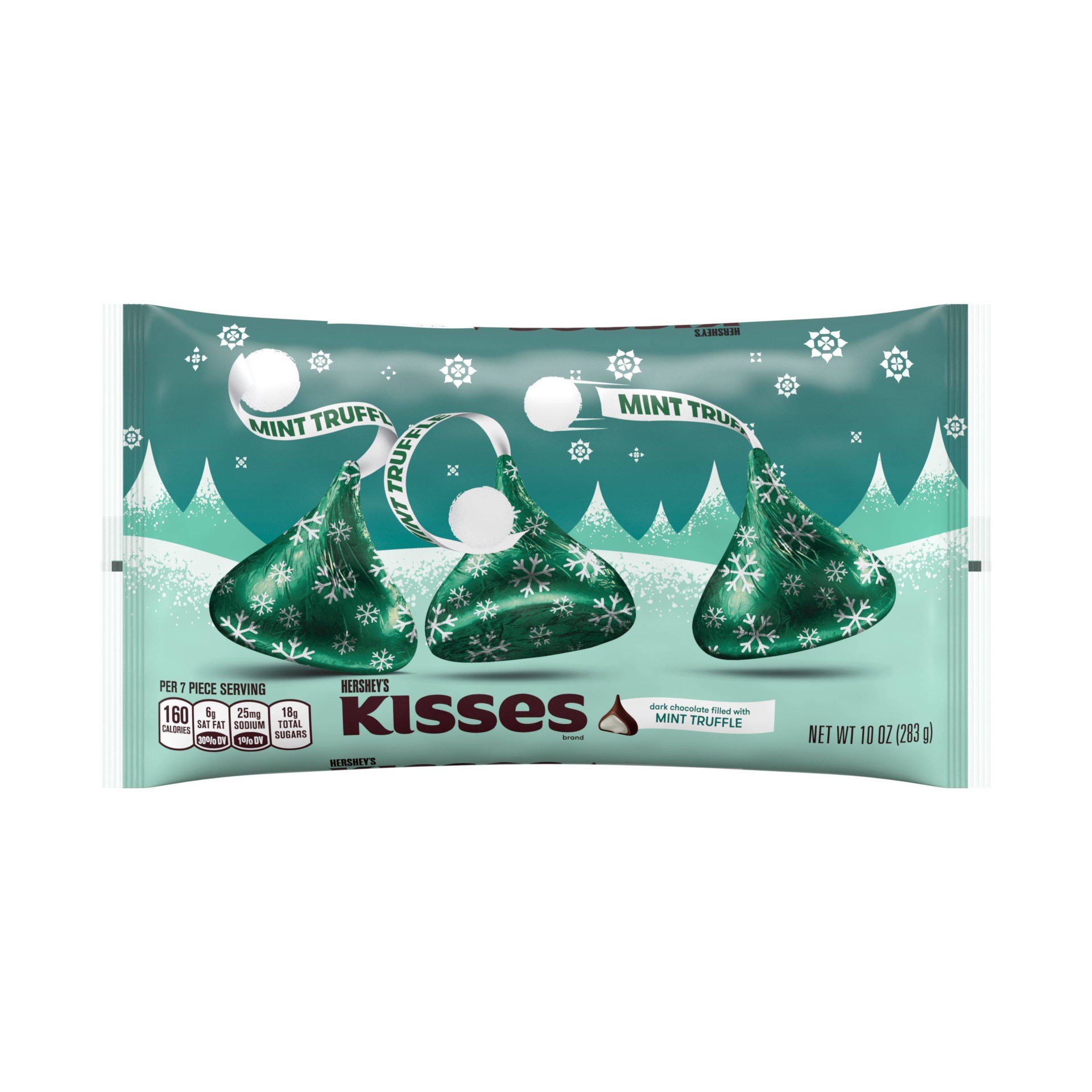 slide 1 of 2, Hershey's Kisses Mint Truffle Dark Chocolate Filled With Mint Truffle Candy, Holiday, 9 oz