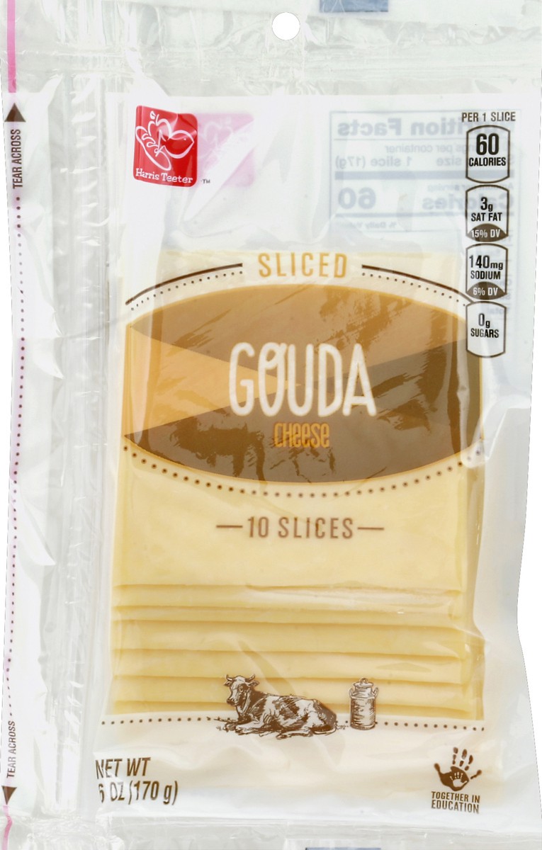 slide 2 of 3, Harris Teeter Traders Sliced Cheese - Gouda, 6 oz