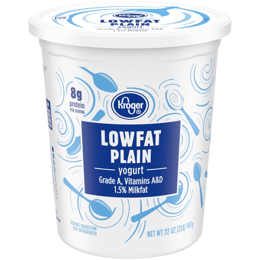 slide 1 of 1, Kroger Lowfat Plain Yogurt, 32 oz