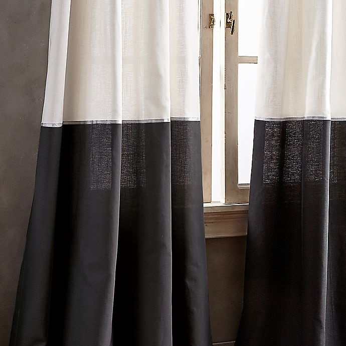 slide 2 of 3, DKNY Color Band Grommet Top Window Curtain Panel - Black, 63 in