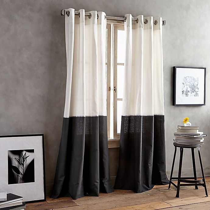 slide 1 of 3, DKNY Color Band Grommet Top Window Curtain Panel - Black, 63 in