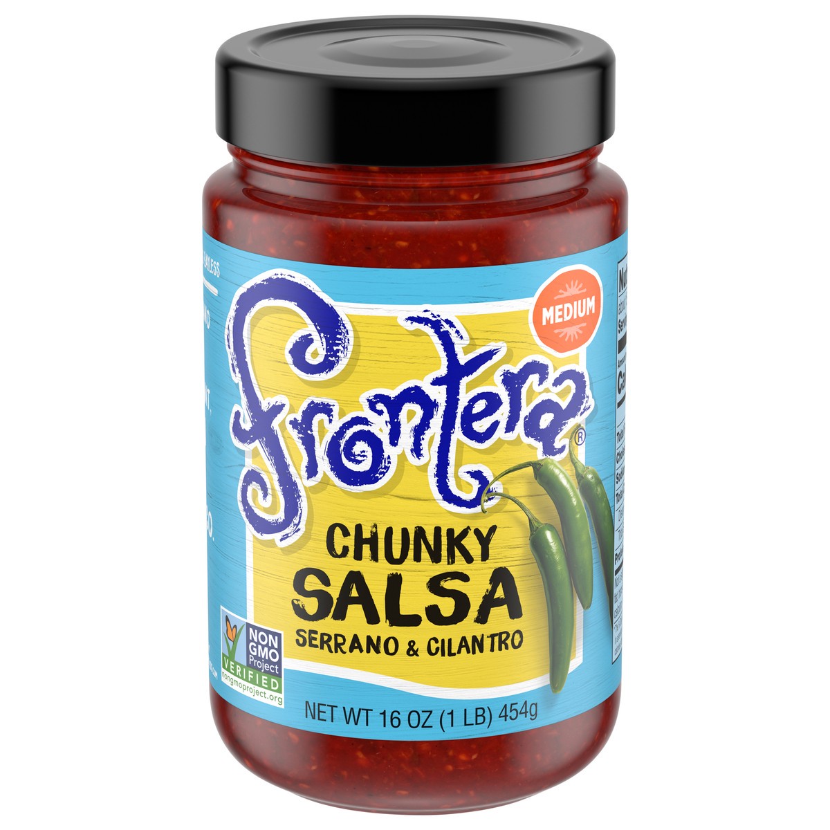 slide 1 of 5, Frontera Medium Chunky Serrano & Cilantro Salsa 16 oz, 16 oz