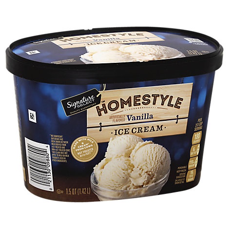 slide 1 of 1, Signature Select Ice Cream Vanilla Homestyle, 1.5 qt