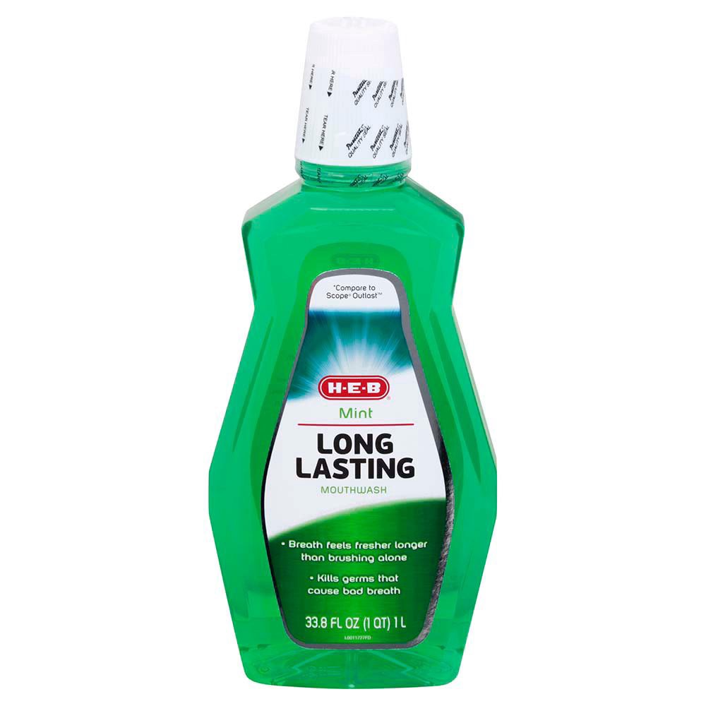 slide 1 of 1, H-E-B Long Lasting Mint Mouthwash, 33.8 oz