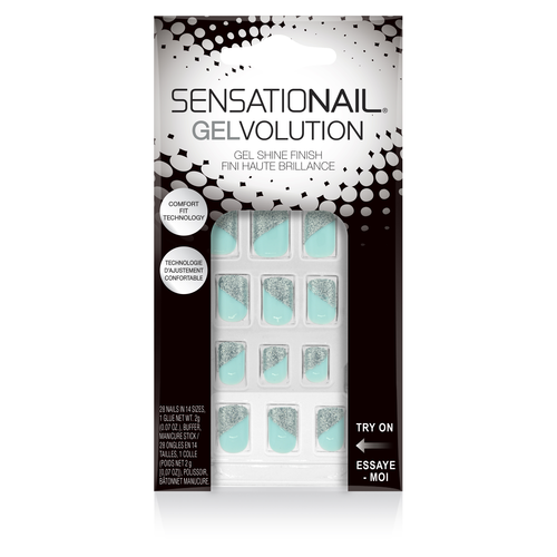 slide 1 of 1, SensatioNail Gelvolution Short Light Blue Sparkle, 1 ct