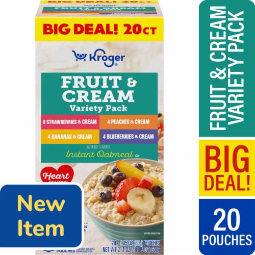 slide 1 of 1, Kroger® Fruit and Cream Instant Oatmeal Variety Pack BIG DEAL!, 20 ct