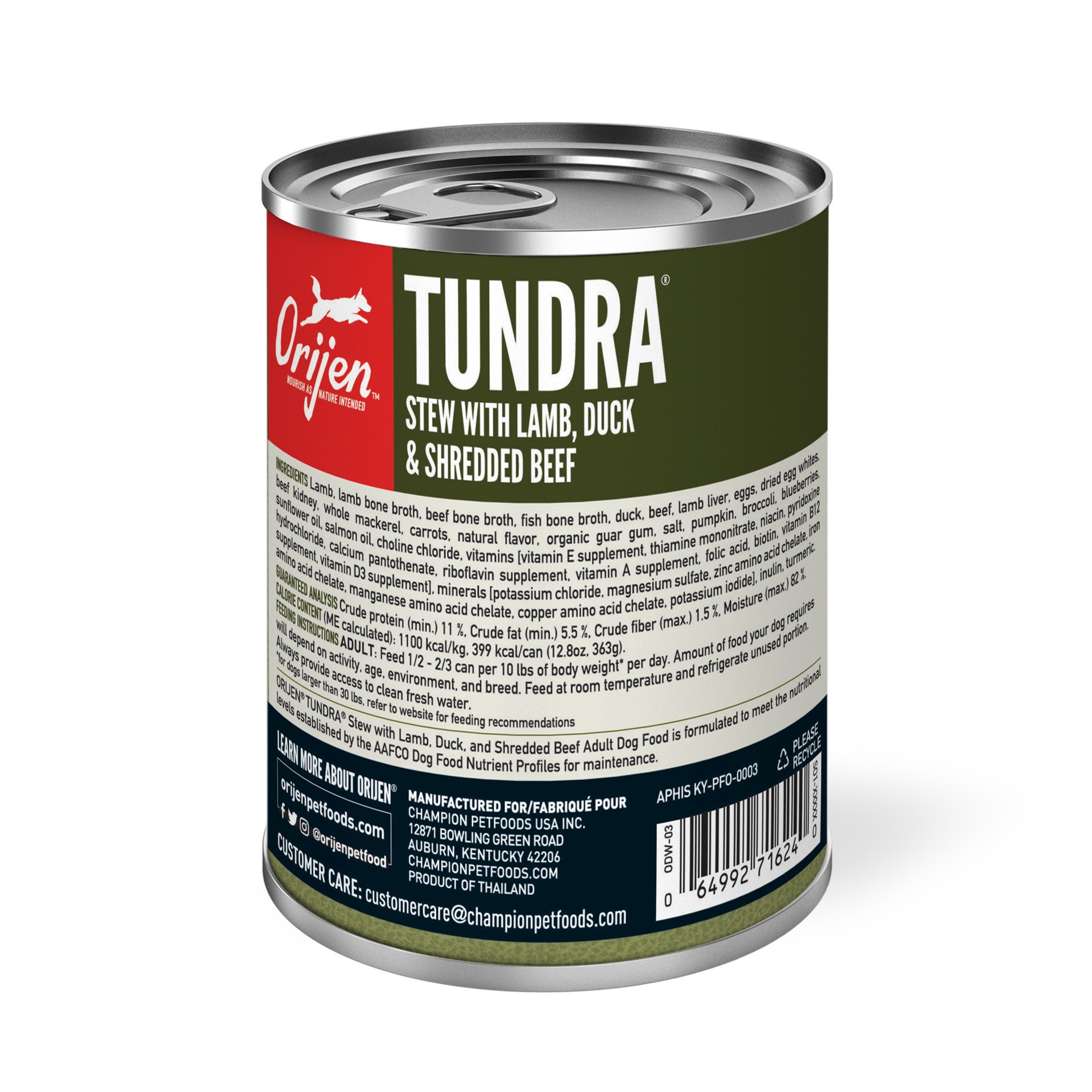 slide 3 of 5, ORIJEN Premium Wet Dog Food Tundra Stew, 12.8oz, case of 12 cans, 12.8 oz