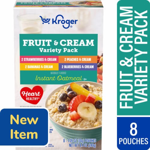 slide 1 of 1, Kroger® Fruit and Cream Instant Oatmeal Variety Pack, 8 ct