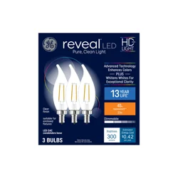 Ge Reveal Hd Led 40w Cac Clear Blunt Dim 3pk
