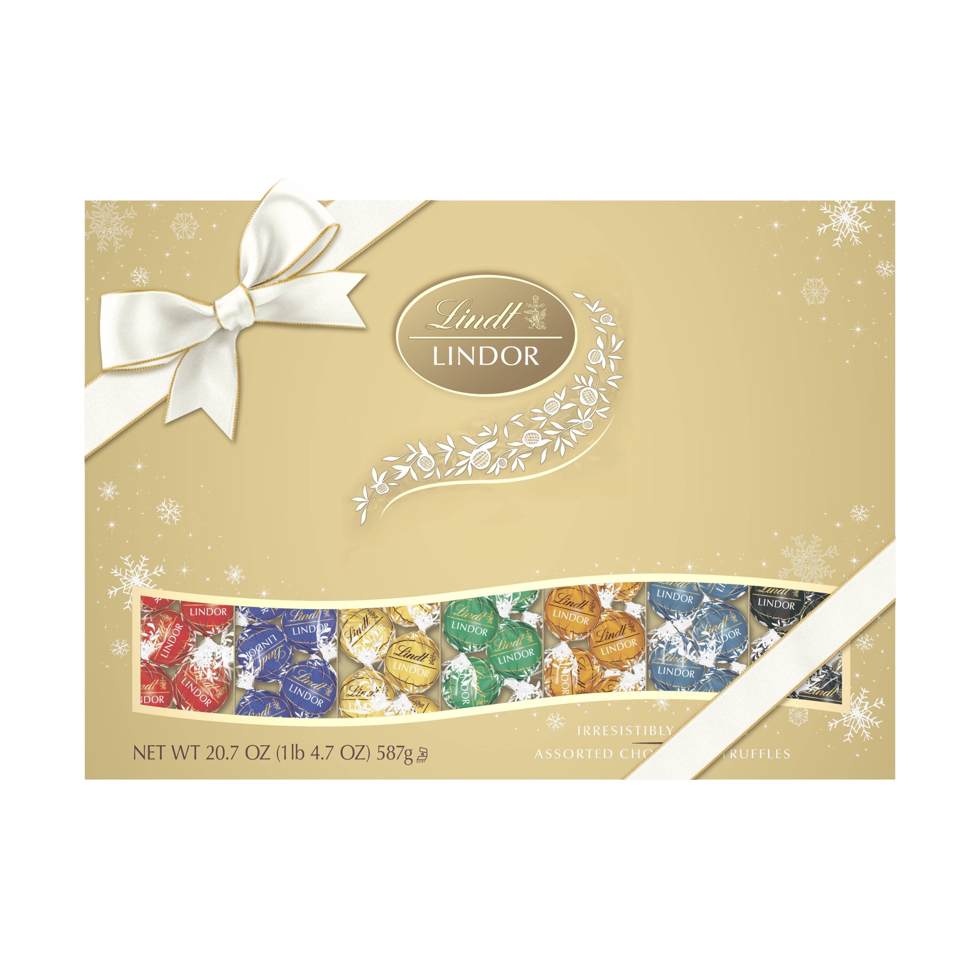 slide 1 of 1, Lindt Lindor Assorted Chocolate Truffles Holiday Gift, 20.7 oz