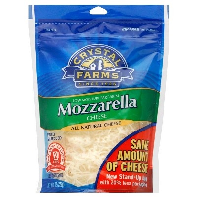 slide 1 of 2, Crystal Farms Mozzarella Cheese Low Moisture Part-Skim Finely Shredded, 8 oz