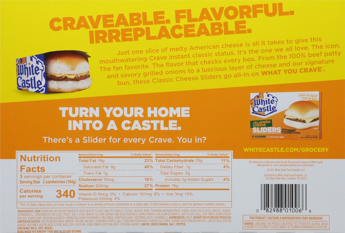 slide 3 of 9, White Castle Classic Cheese Sliders 3 - 2 Packs, 3 ct