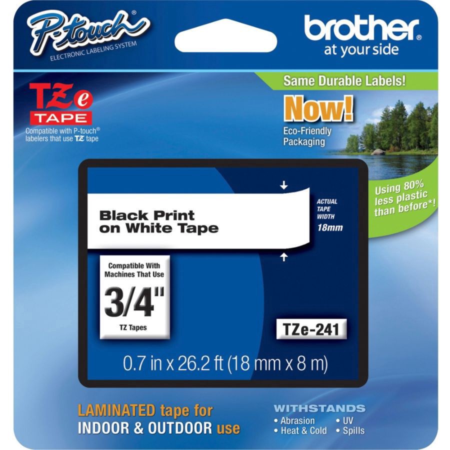 slide 2 of 2, Brother Tze-241 Label Maker Tape, 3/4'' X 26 3/16'', White, 1 ct