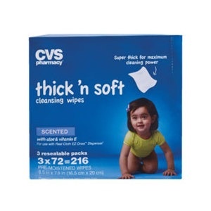 slide 1 of 1, CVS Pharmacy Thick 'n Soft Scented Baby Wipes 3-Pack, 216 ct