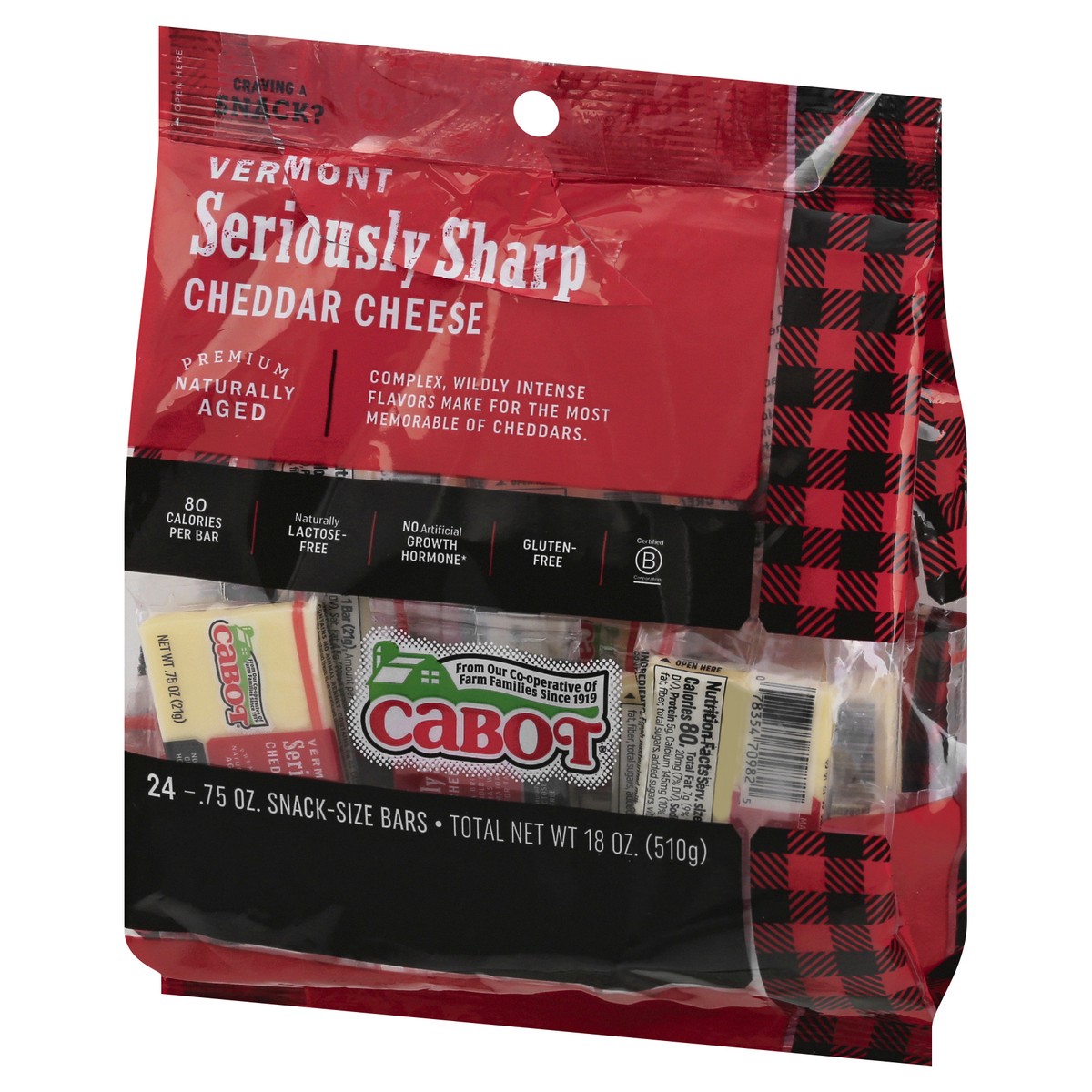 slide 3 of 10, Cabot Seriously Sharp Cheese Vermont Cheddar Snack Pack, 24 ct; 0.75 oz
