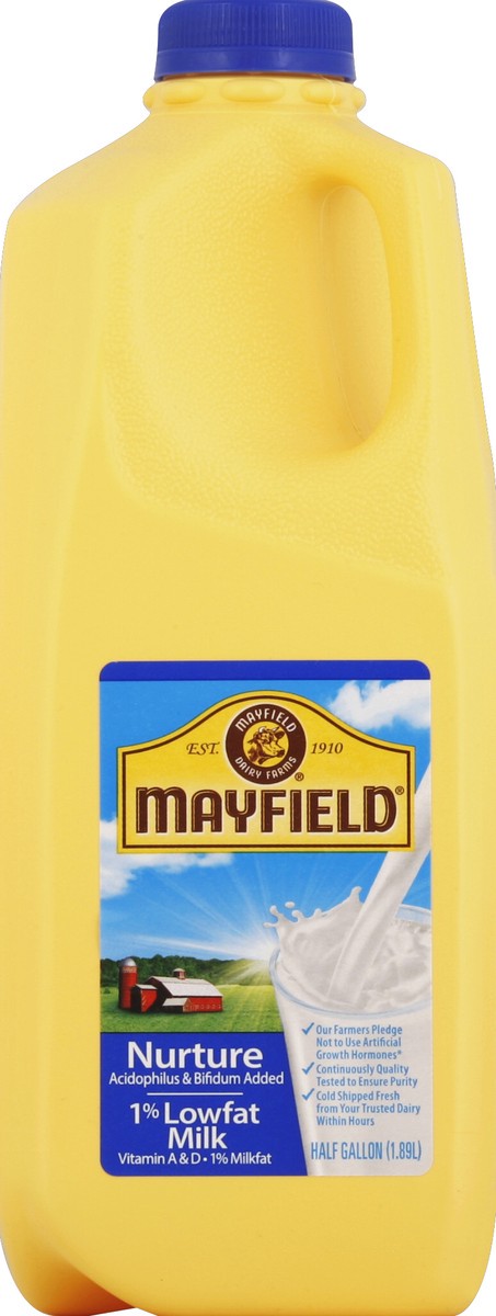 slide 3 of 5, Mayfield 1% Milk with Vitamin A and D, Low Fat Milk Half Gallon - 1 Jug, 1/2 gal