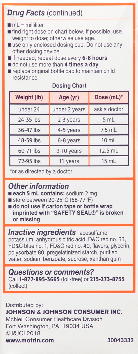 slide 7 of 9, Motrin Children's Motrin Pain Reliever/Fever Reducer Liquid - Ibuprofen (NSAID) - Grape - 4 fl oz, 4 fl oz