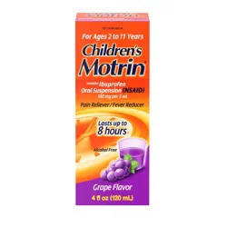 Children's Motrin Oral Suspension, Pain Relief, Ibuprofen, Grape Flavored, 4 Oz