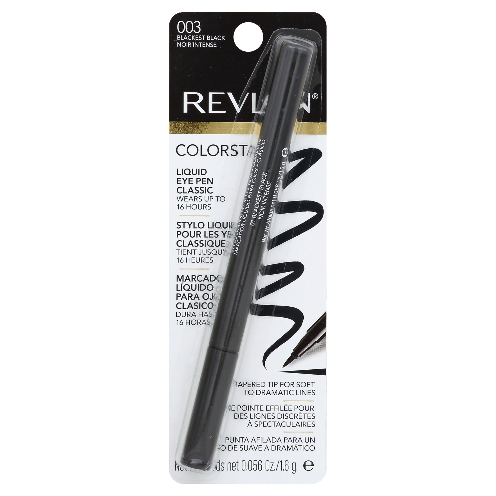 slide 1 of 2, Revlon ColorStay Liquid Eye Pen Classic Tip - Blackest Black, 0.056 oz