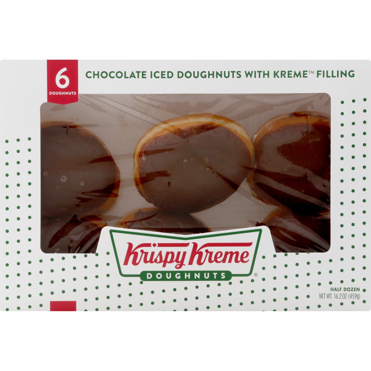 slide 10 of 13, Krispy Kreme Fudge Filled 6Ct Iced Creme Donut, 17.05 oz