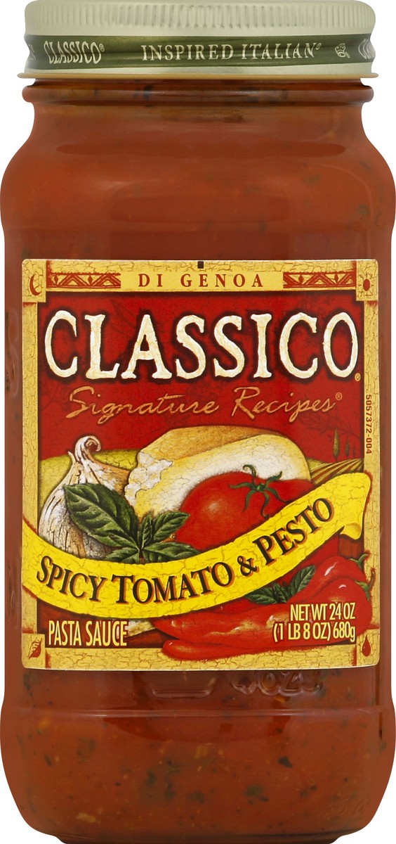 slide 2 of 2, Classico Spicy Tomato & Pesto Pasta Sauce, 24 oz