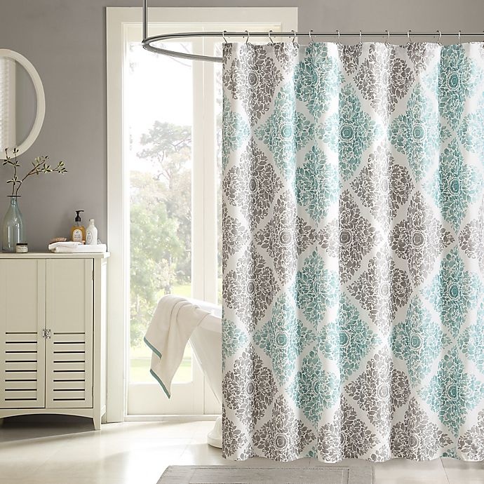 slide 1 of 1, Madison Park Claire Shower Curtain - Aqua, 1 ct