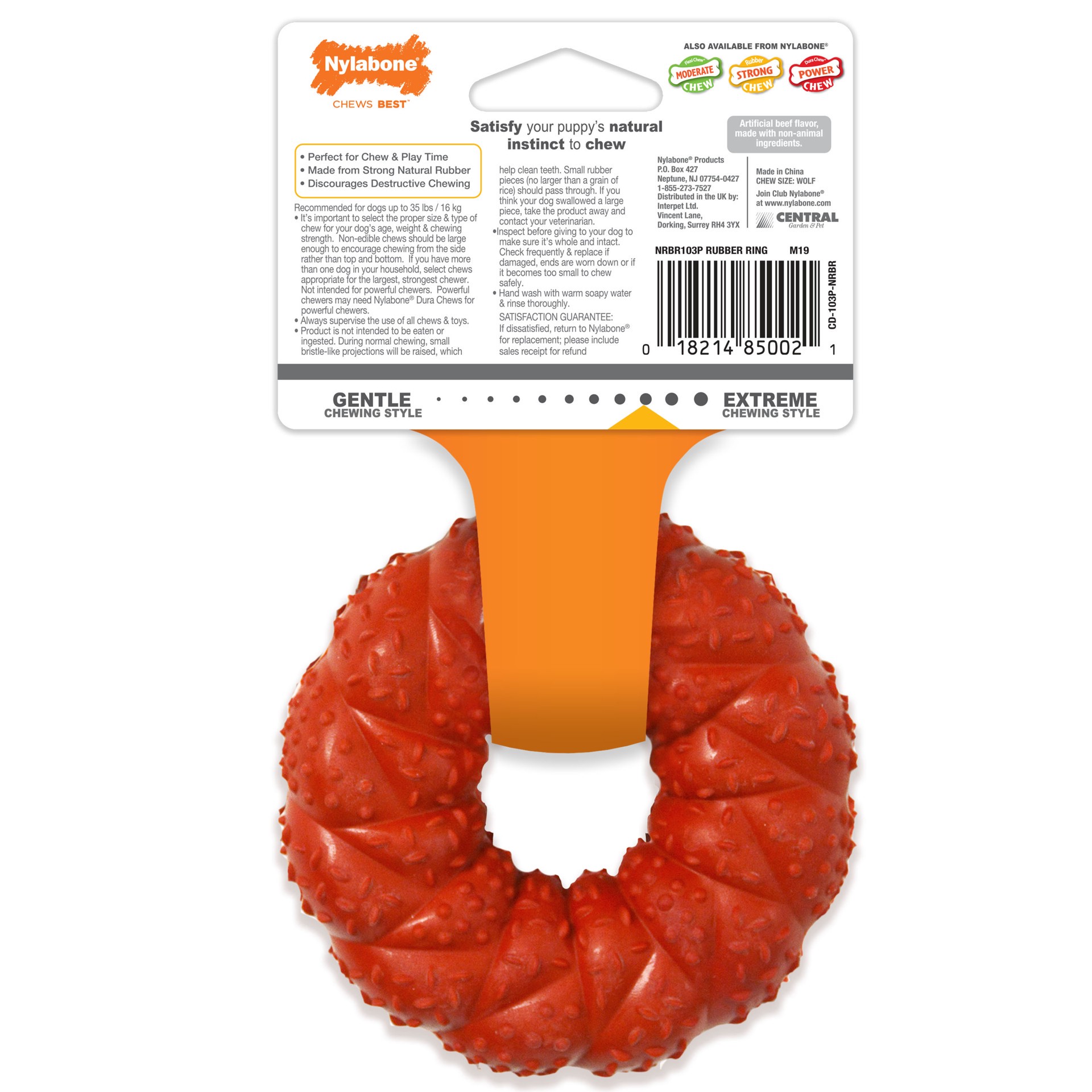 slide 2 of 10, Nylabone Strong Chew Braided Dog Ring Chew Toy Beef Medium/Wolf - Up to 35 lbs.(1 Count), 1 ct