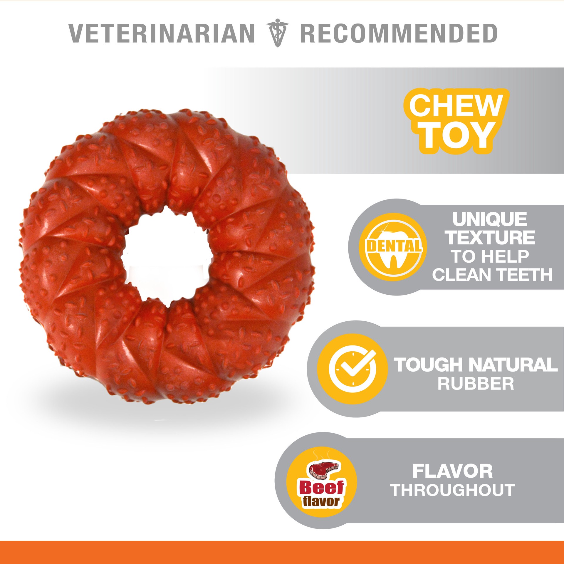 slide 3 of 10, Nylabone Strong Chew Braided Dog Ring Chew Toy Beef Medium/Wolf - Up to 35 lbs.(1 Count), 1 ct