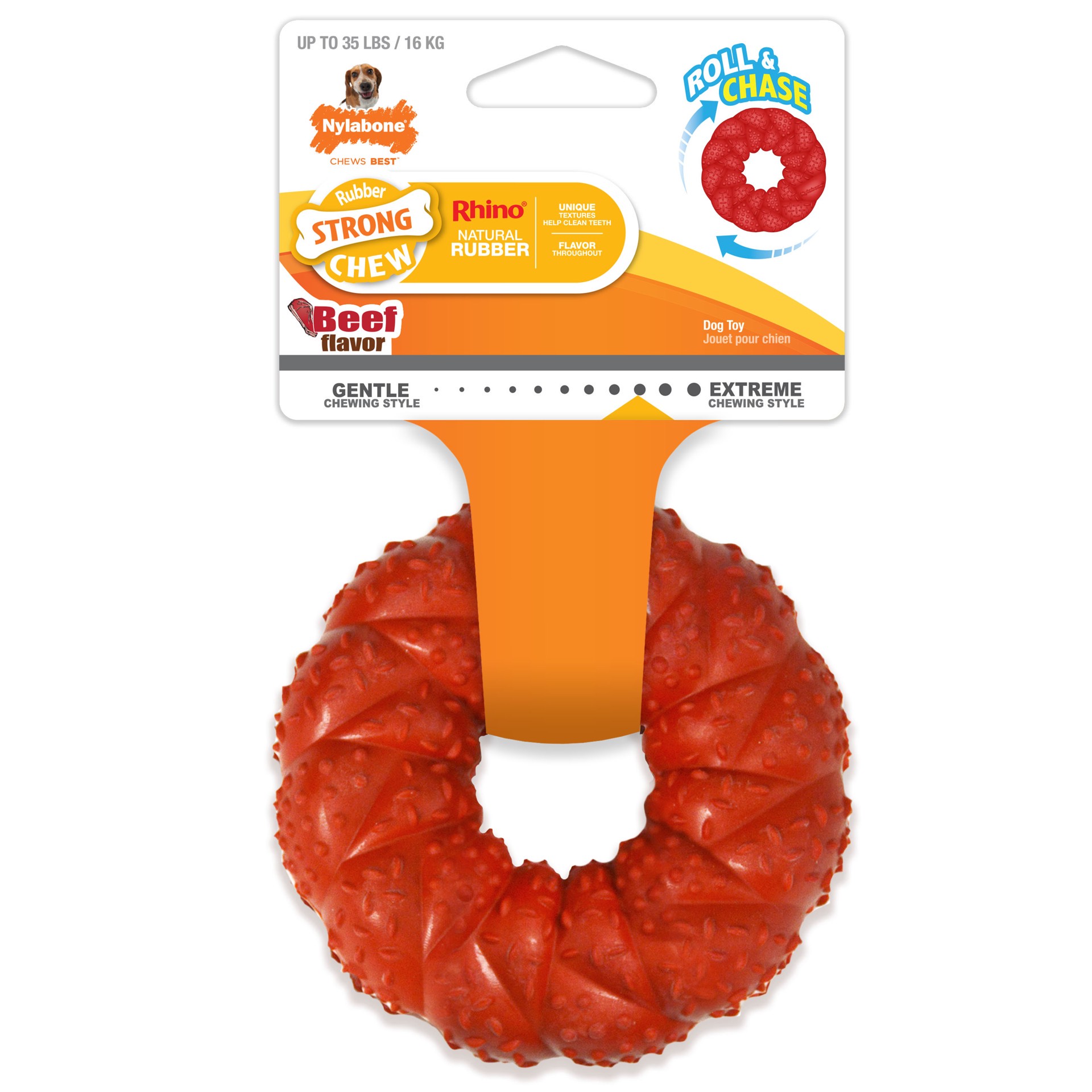 slide 1 of 10, Nylabone Strong Chew Braided Dog Ring Chew Toy Beef Medium/Wolf - Up to 35 lbs.(1 Count), 1 ct