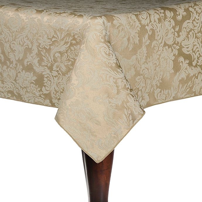 slide 1 of 2, Ultimate Textile Miranda Damask Oblong Tablecloth - Champagne, 60 in x 108 in
