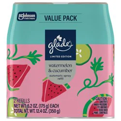 Glade Automatic Spray Refill, Watermelon & Cucumber, 12.4 oz, 2 count