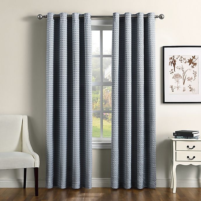 slide 1 of 8, Therapedic Camilla 100% Blackout Grommet Window Curtain Panel - Blue, 84 in