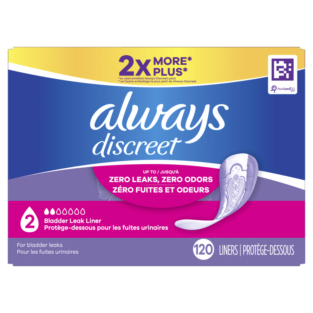 slide 1 of 5, Always Discreet Incontinence Liners - Very Light, 120 ct