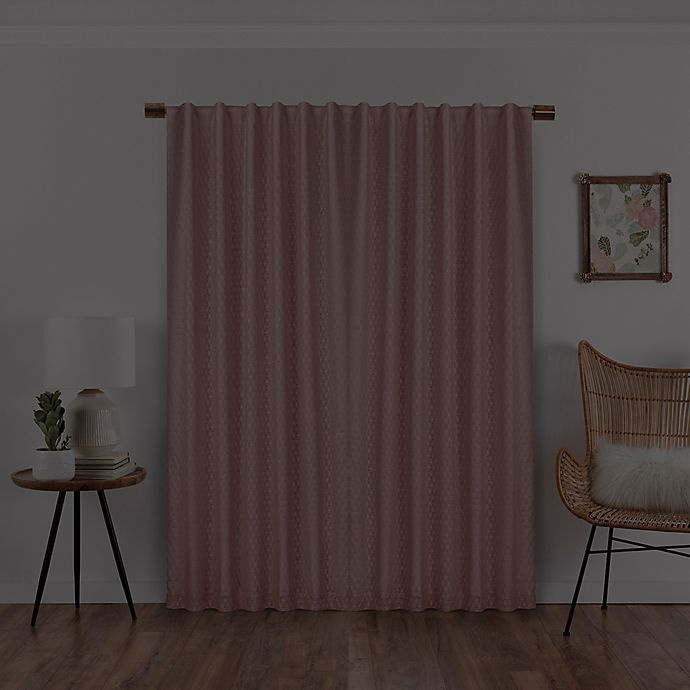 slide 5 of 8, Eclipse Nora Crochet Rod Pocket 100% Blackout Window Curtain Panel - Rose, 95 in