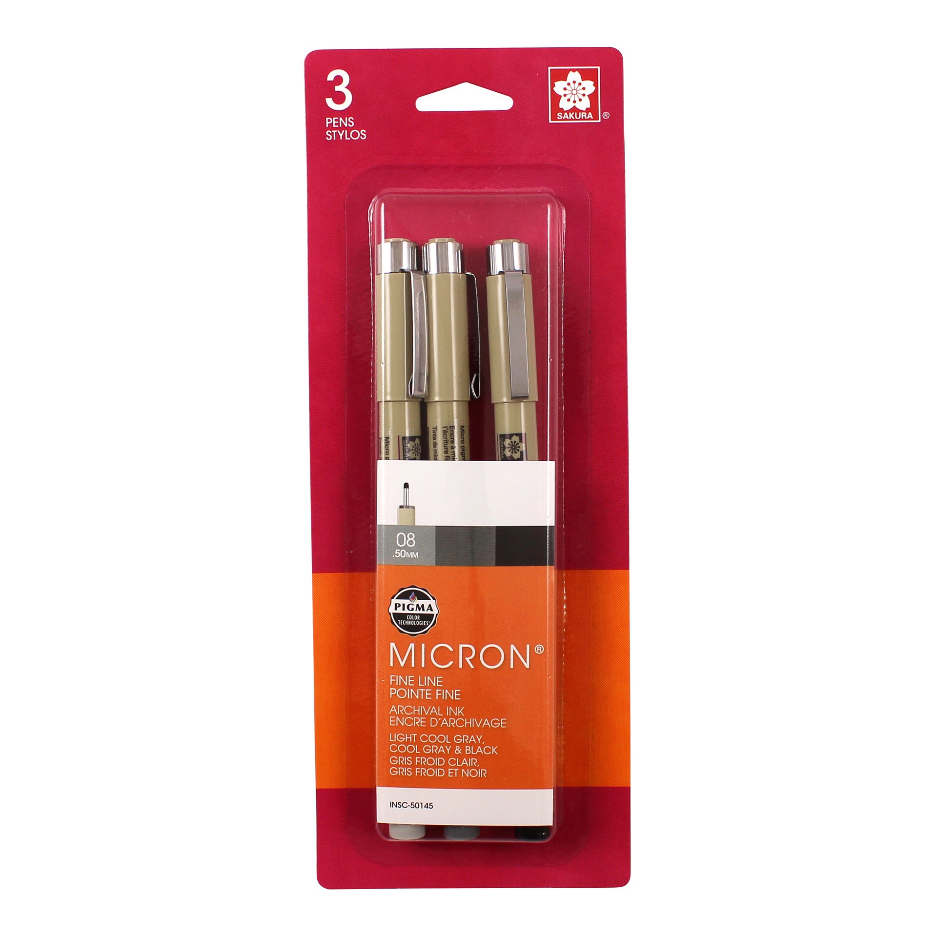 slide 2 of 4, Sakura Pigma Micron Black & Gray 3 Piece Fine Line Pen Set, 3 ct